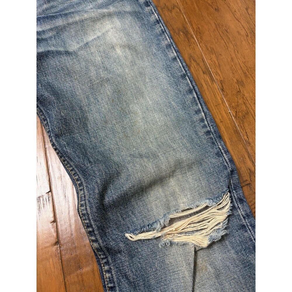 HELMUT LANG Raw Hem Denim Vintage Dark Denim Distressed Jeans SZ 26 Italian Cut - Picture 3 of 7